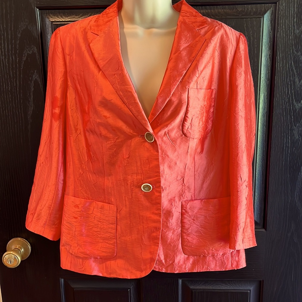 Talbots silk jacket in coral - Picture 3 of 7